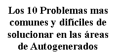 Cuadro de texto: Los 10 Problemas mas comunes y dif�ciles de solucionar en las �reas de Autogenerados