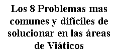Cuadro de texto: Los 8 Problemas mas comunes y dif�ciles de solucionar en las �reas de Vi�ticos